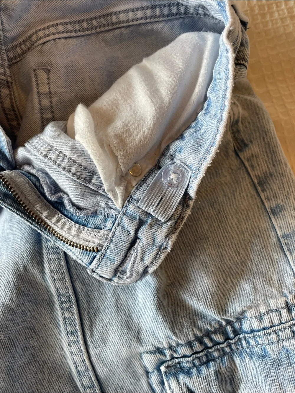 Girls Light Blue Cargo Wide Leg Jeans